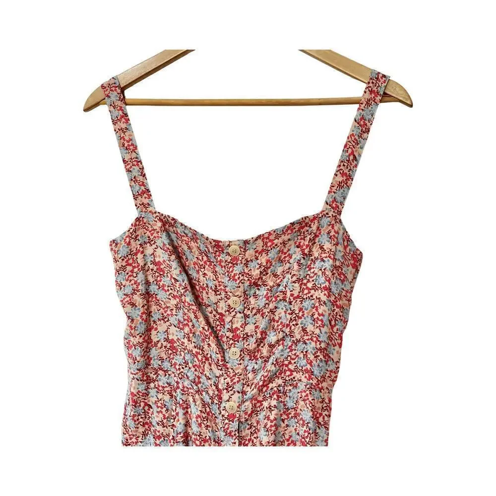 Reformation Jessa Floral Mini Dress Size 2 Pink Dulce Sweetheart‎ Neckline